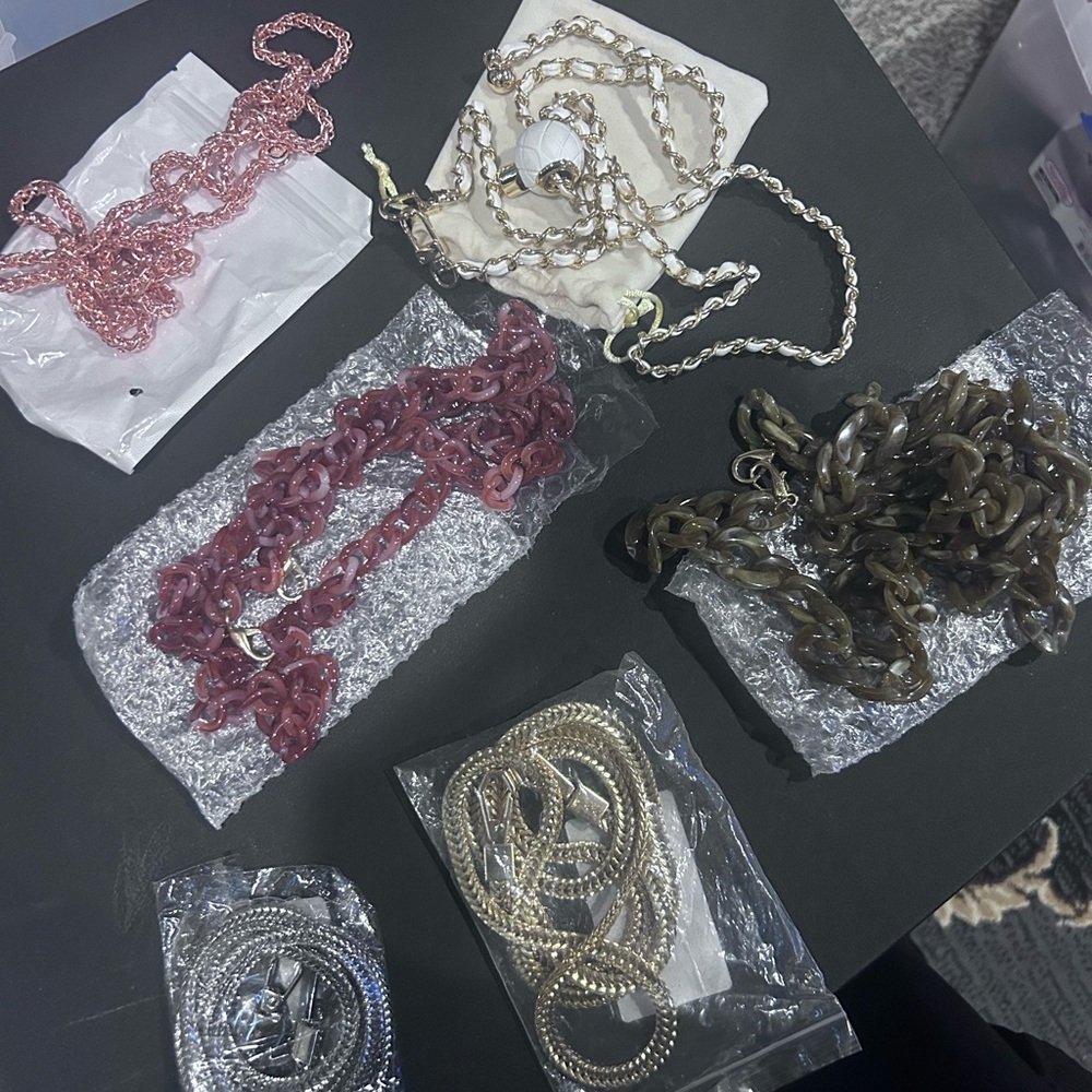 Elegant Multi-Color Chain Bag/Purse Strap Set of 6